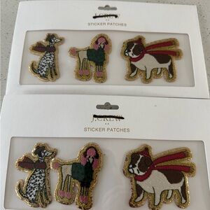 J.CREW Christmas Sticker 2 Sets Patches 3 Winter Dogs Dalmation Poodle Bulldog